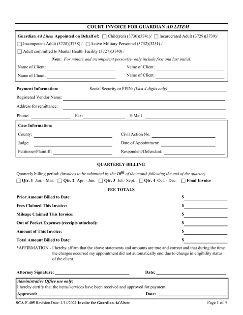 Form SCA-F-405  Printable Pdf