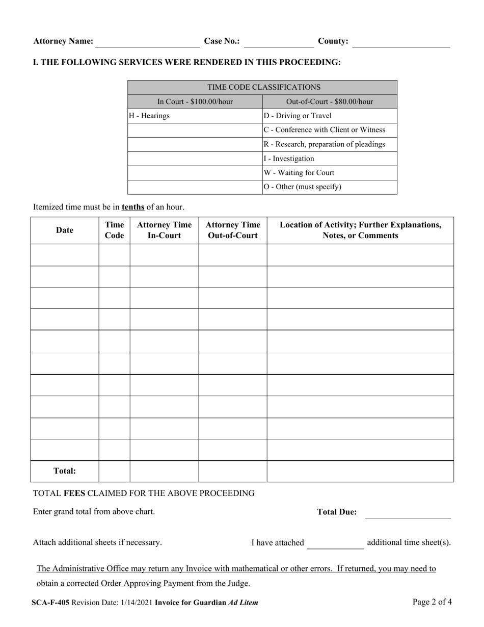 Form SCA-F-405 - Fill Out, Sign Online and Download Fillable PDF, West ...