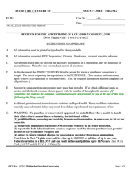 Document preview: Form GC1 Petition for the Appointment of a Guardian/Conservator - West Virginia