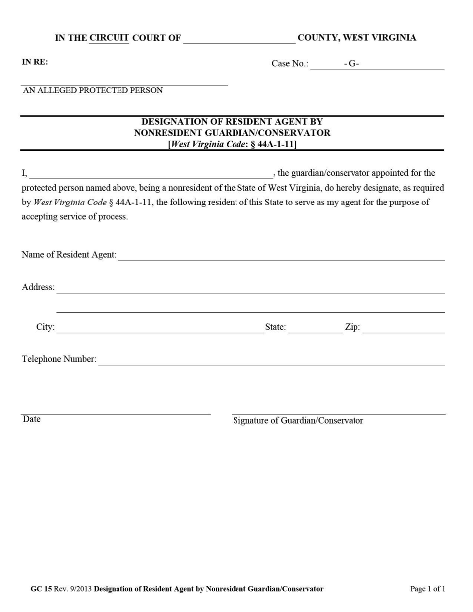 Form GC15 Designation of Resident Agent by Nonresident Guardian / Conservator - West Virginia, Page 1