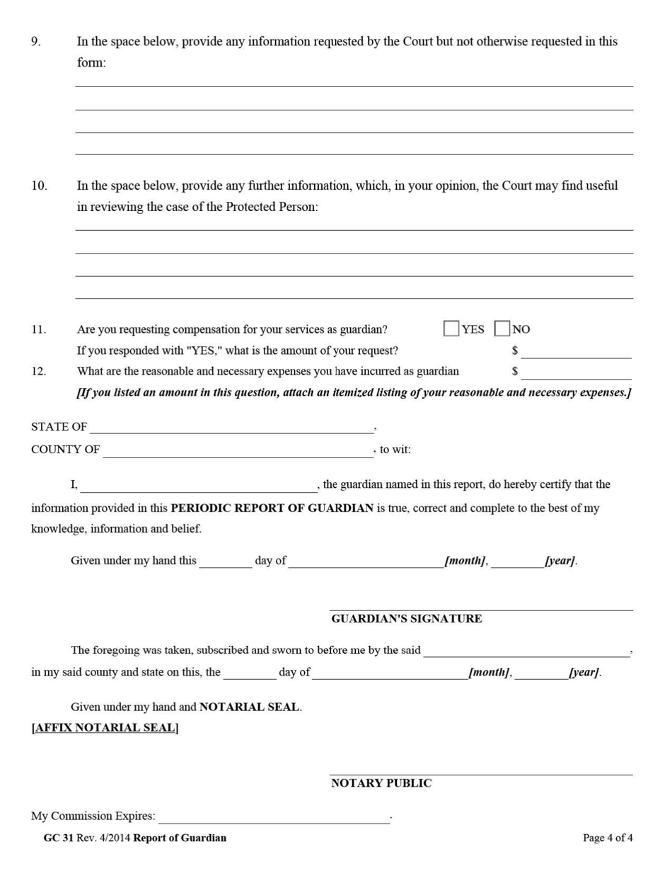 Form GC31 Periodic Report of Guardian - West Virginia, Page 4