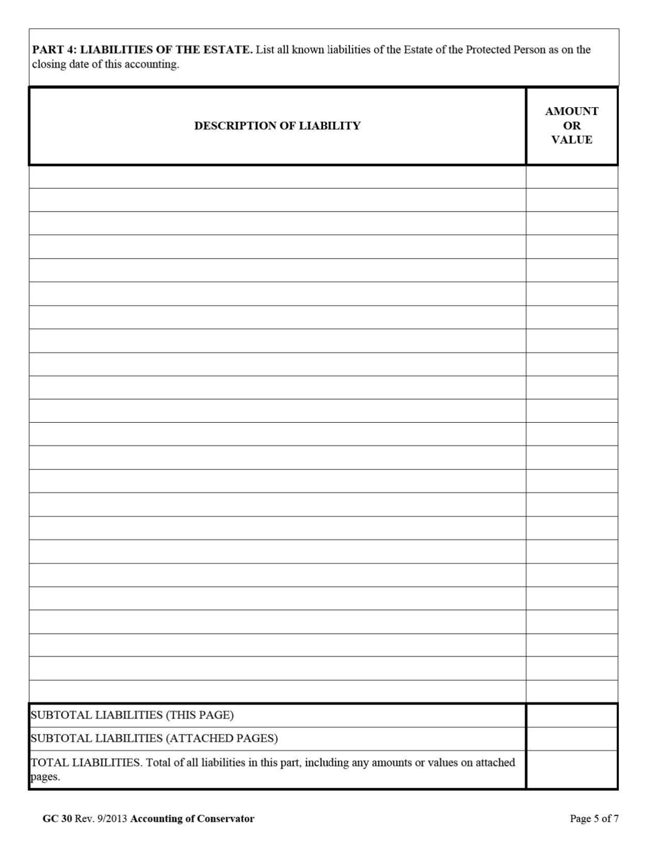 Form GC30 Accounting of Conservator - West Virginia, Page 5