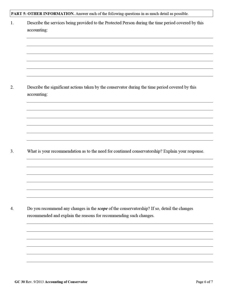 Form GC30 Accounting of Conservator - West Virginia, Page 6