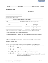 Document preview: IG- Form 04 Waiver of Guardian Appointment - West Virginia