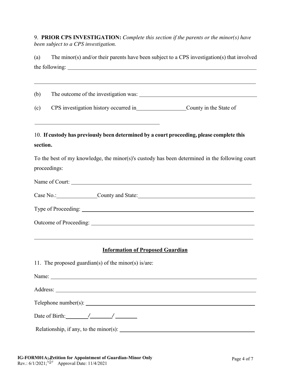 IG- Form 01A Petition for Appointment of Guardian for the Minor(S) - West Virginia, Page 4