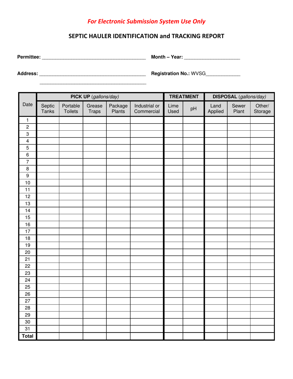 Septic Hauler Identification and Tracking Report - West Virginia, Page 1