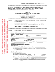 Document preview: Form SG Faclity Registration Application Form for Wv/Npdes General Permit Disposal of Sewage - West Virginia