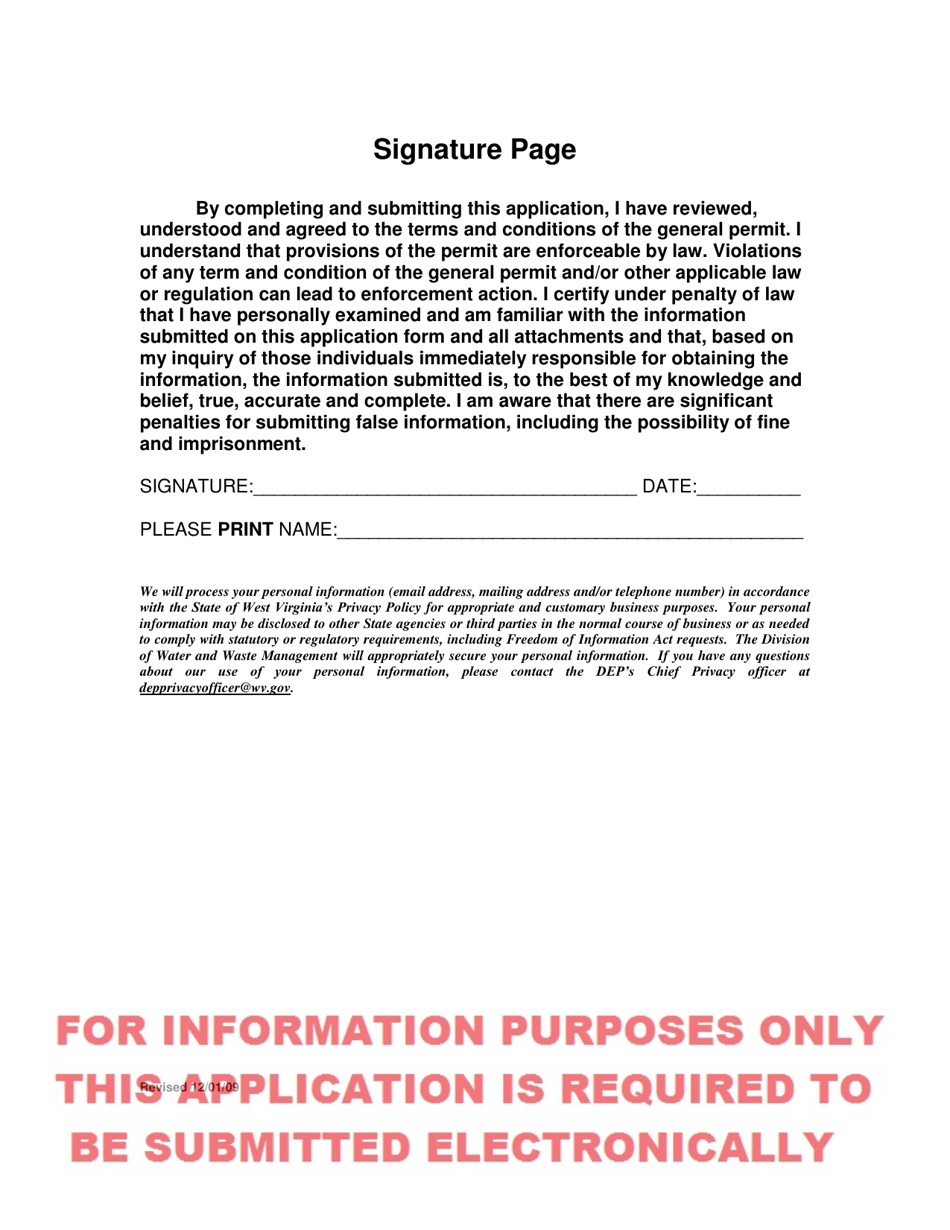 Facility Registration Application - General Permit for Highway or Municipal Maintenance Facilities in West Virginia - West Virginia, Page 7