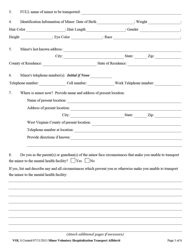 Form VOL1 Affidavit for Voluntary Hospitalization Transport by Sheriff of Minor to and From Mental Health Facility - West Virginia, Page 3