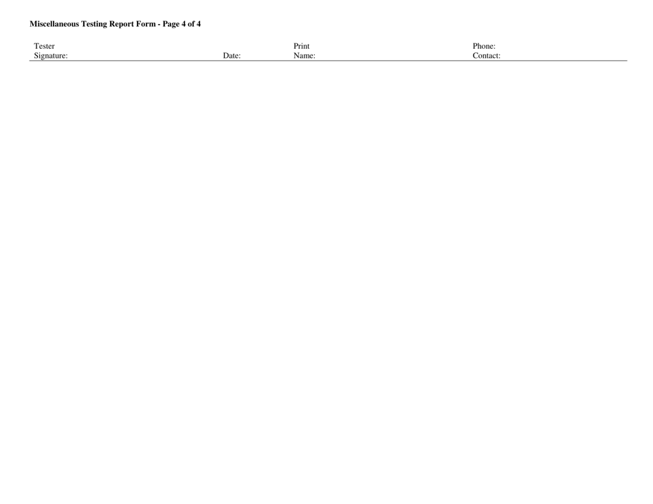 Miscellaneous Testing Report Form - West Virginia, Page 4