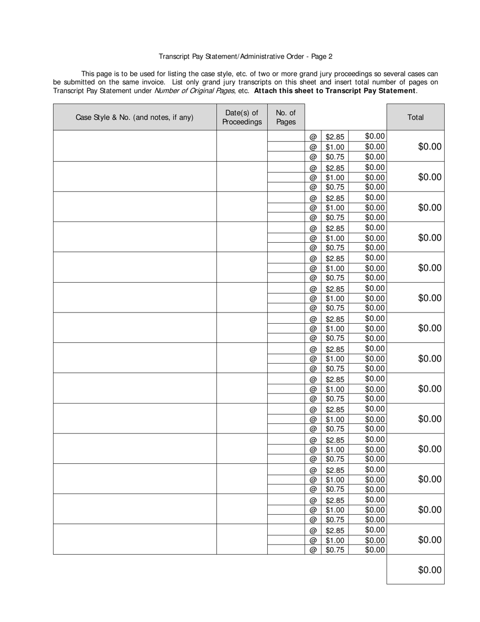Page 2 Transcript Pay Statement / Administrative Order - West Virginia, Page 1
