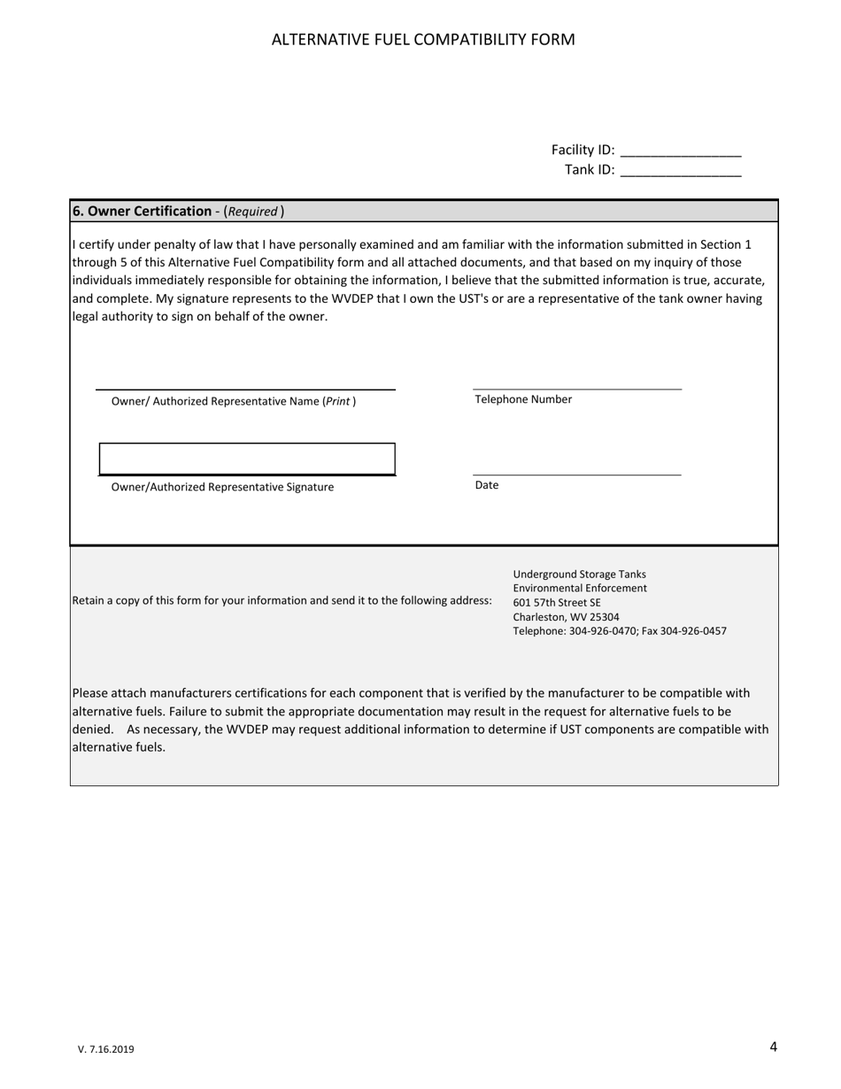 Alternative Fuel Compatibility Form - West Virginia, Page 8