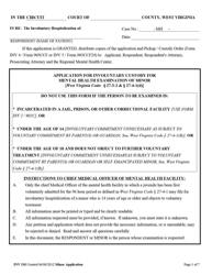 Document preview: Form INV1M Application for Involuntary Custody for Mental Health Examination of Minor - West Virginia