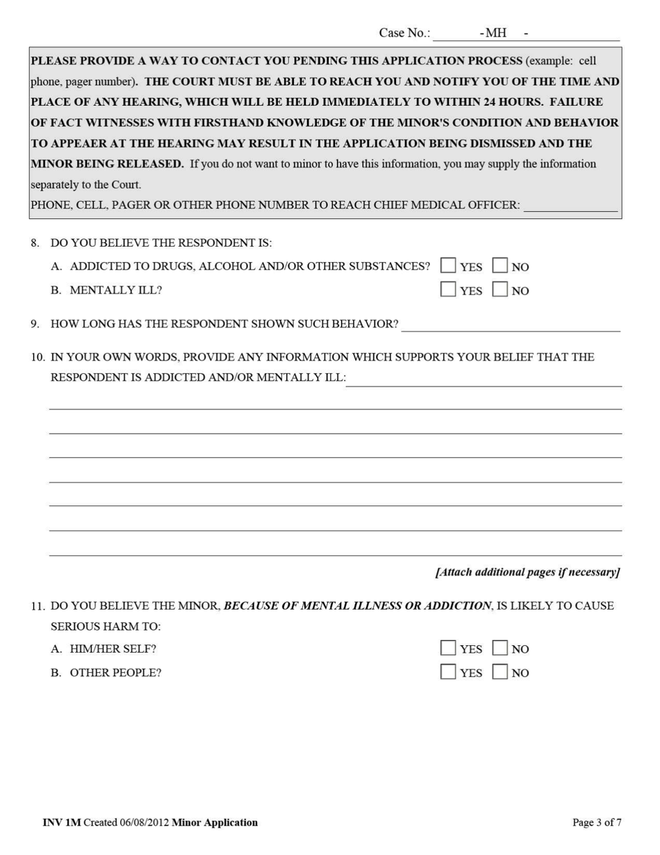 Form INV1M Application for Involuntary Custody for Mental Health Examination of Minor - West Virginia, Page 3