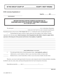 Document preview: Form INV16 Motion for Involuntary Hospitalization Due to Noncompliance With Voluntary Treatment Agreement - West Virginia