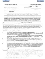 Document preview: Form INV26 Chief Medical Officer's Application for Final Commitment - West Virginia