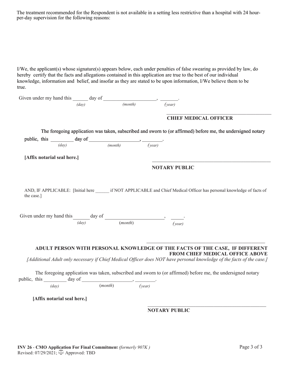 Form INV26 Chief Medical Officers Application for Final Commitment - West Virginia, Page 3