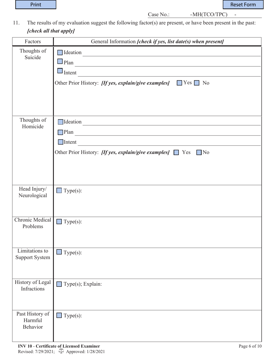 Form INV10 Certificate of Licensed Examiner - West Virginia, Page 6