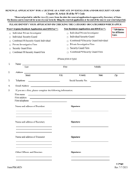 Form PISG-REN Renewal Application for a License as a Private Investigator and/or Security Guard - West Virginia, Page 2