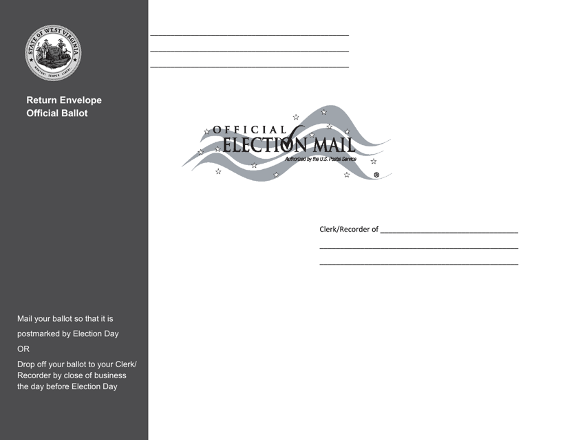 Absent Voter's Ballot Envelope No. 2 (Large) - West Virginia Download Pdf