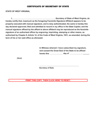 Affidavit of County, Municipal, or Other Public Official Establishing Facsimile Signature - West Virginia, Page 2