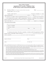 Form C-6 &quot;Appointment by Executive Committee Chair to Fill Vacancy on the General Election Ballot&quot; - West Virginia