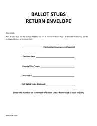Document preview: Form SOS3-4A-19A Ballot Stubs Return Envelope - West Virginia