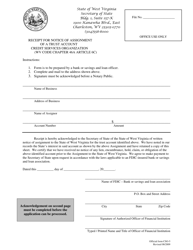 Official Form CSO-5 Receipt for Notice of Assignment of a Trust Account Credit Services Organization - West Virginia