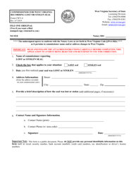 Form CWV-4 Commissioner for West Virginia Recording Lost or Stolen Seal - West Virginia
