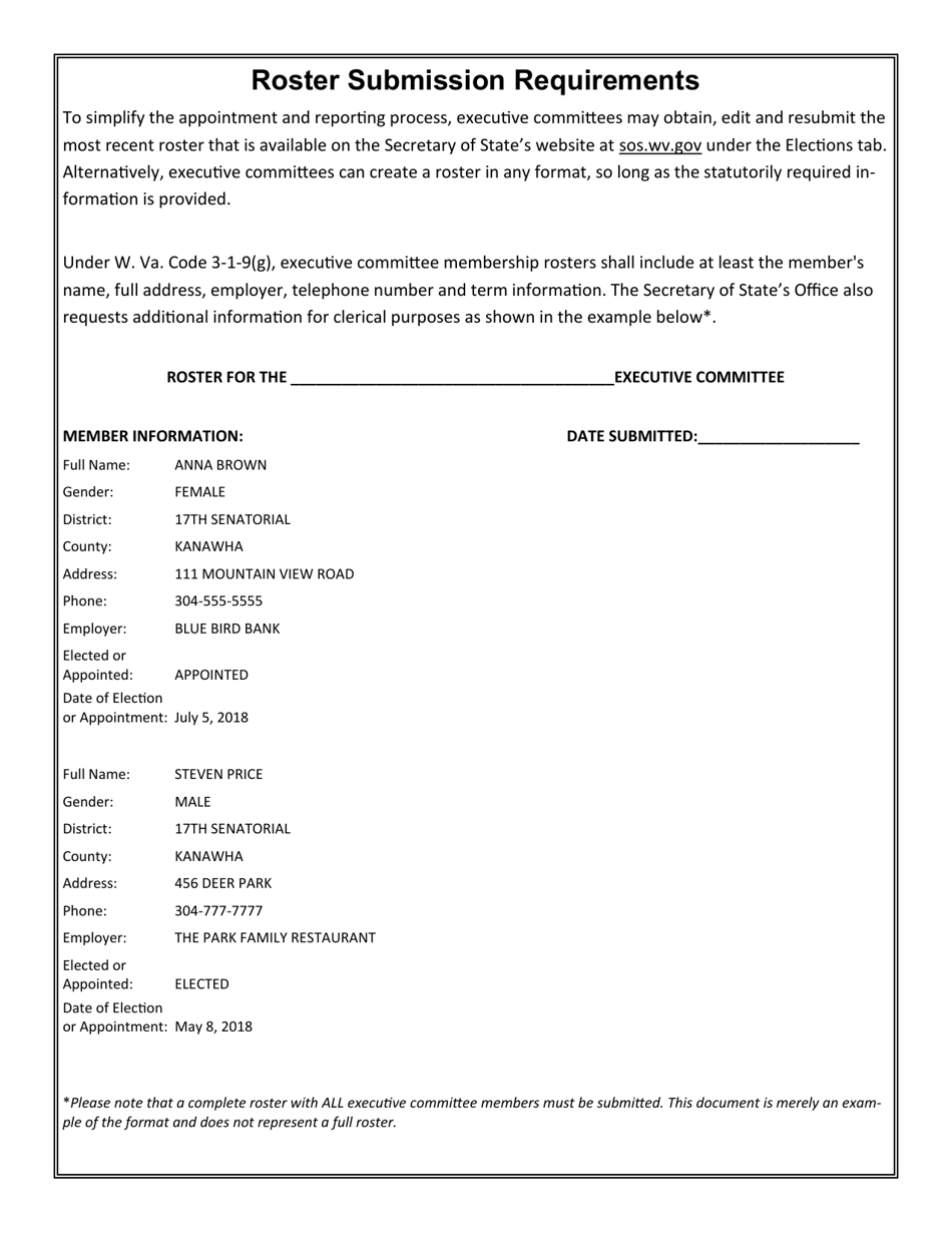 Executive Committee Chair Vacancy Appointment Form - West Virginia, Page 2