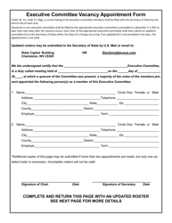 Document preview: Executive Committee Vacancy Appointment Form - West Virginia