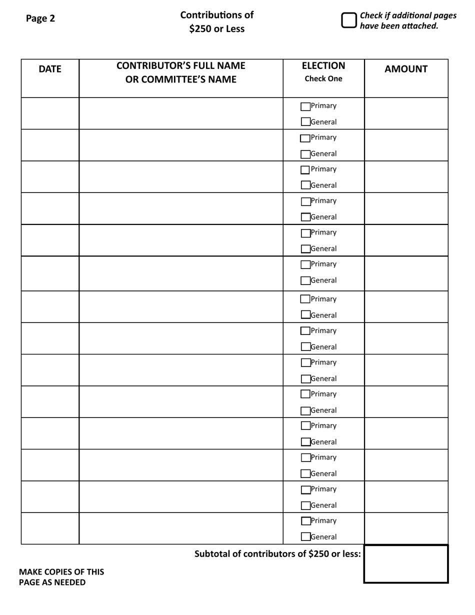 Official Form F-7 State of West Virginia Campaign Financial Statement (Long Form) - West Virginia, Page 2