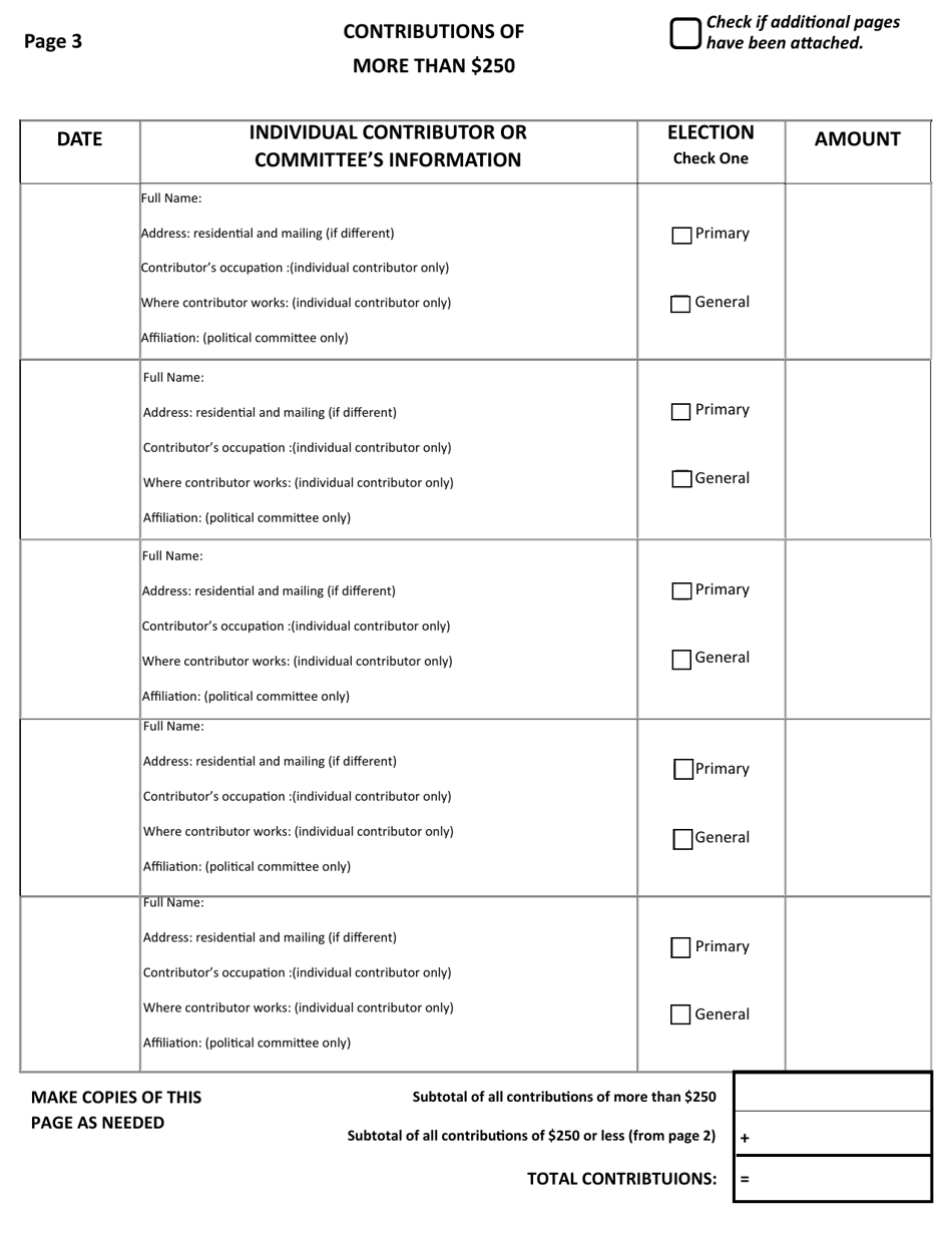 Official Form F-7 State of West Virginia Campaign Financial Statement (Long Form) - West Virginia, Page 3