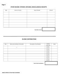 Official Form F-7 State of West Virginia Campaign Financial Statement (Long Form) - West Virginia, Page 5