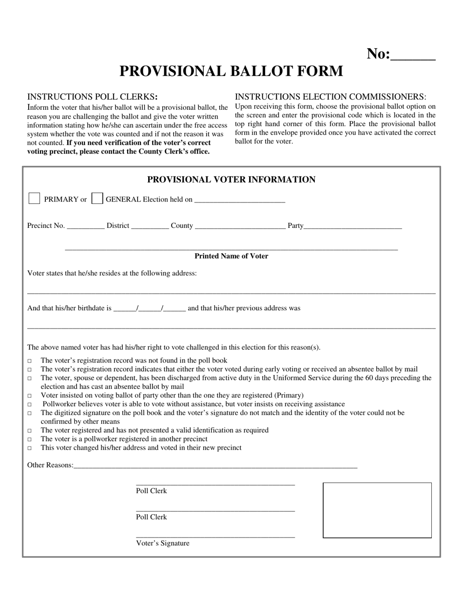 Provisional Ballot Form - West Virginia, Page 1