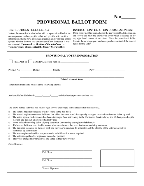 Provisional Ballot Form - West Virginia Download Pdf