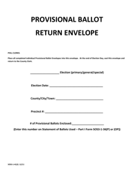 Document preview: Form SOS3-1-41(3) Provisional Ballot Return Envelope - West Virginia