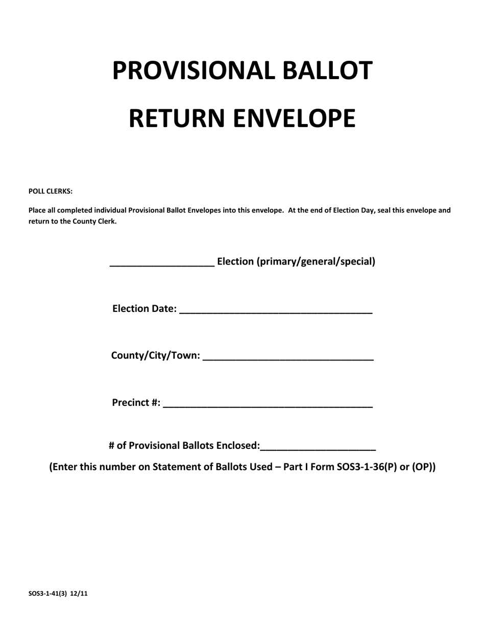 Form SOS3141(3) Fill Out, Sign Online and Download Printable PDF