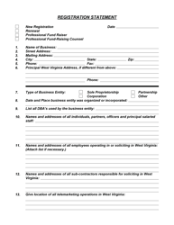 Form CHF Registration Statement of Professional Fund Raiser or Fund-Raising Counsel - West Virginia, Page 2