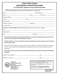 Official Form F-1 &quot;Precandidacy Registration Form&quot; - West Virginia