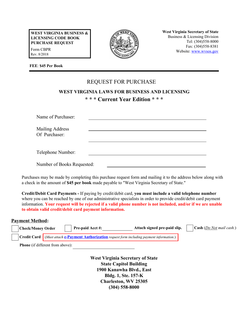 Form CBPR Fill Out, Sign Online and Download Fillable PDF, West