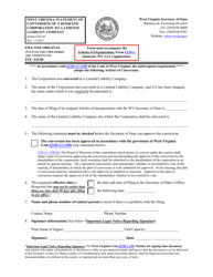 Form CD-10 West Virginia Statement of Conversion of a Domestic Corporation to a Limited Liability Company - West Virginia
