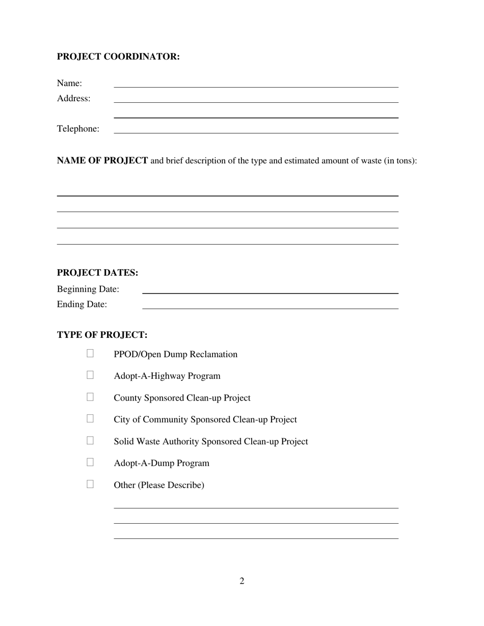 Solid Waste Assessment Fee Exemption Application - West Virginia, Page 2