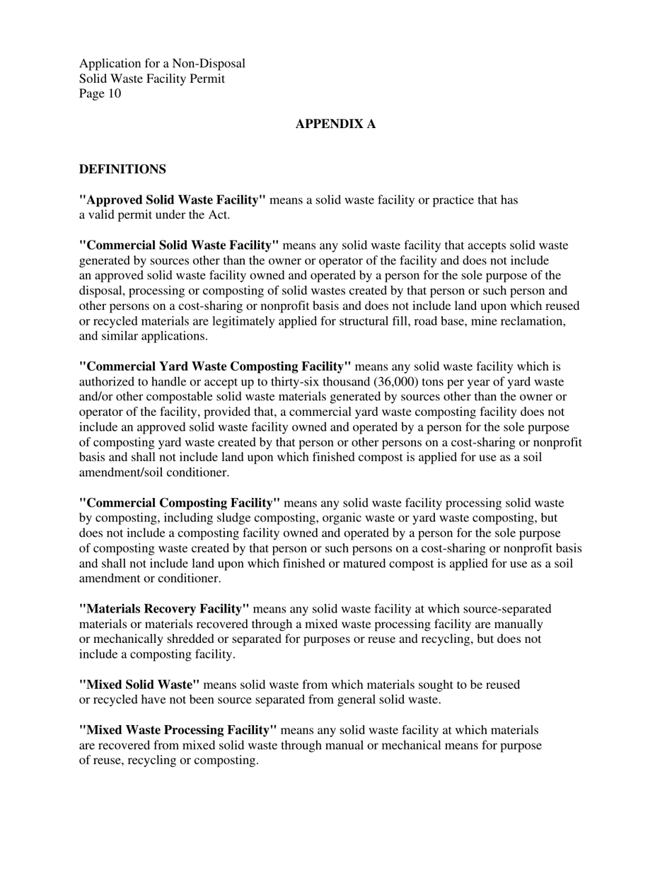 Application for a Non-disposal Solid Waste Facility Permit - West Virginia, Page 10