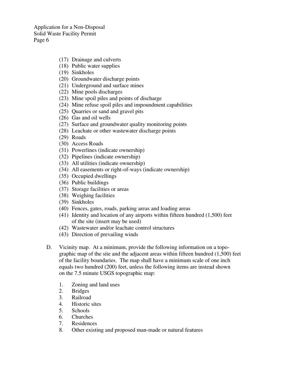 Application for a Non-disposal Solid Waste Facility Permit - West Virginia, Page 6