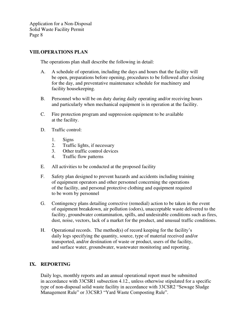 Application for a Non-disposal Solid Waste Facility Permit - West Virginia, Page 8