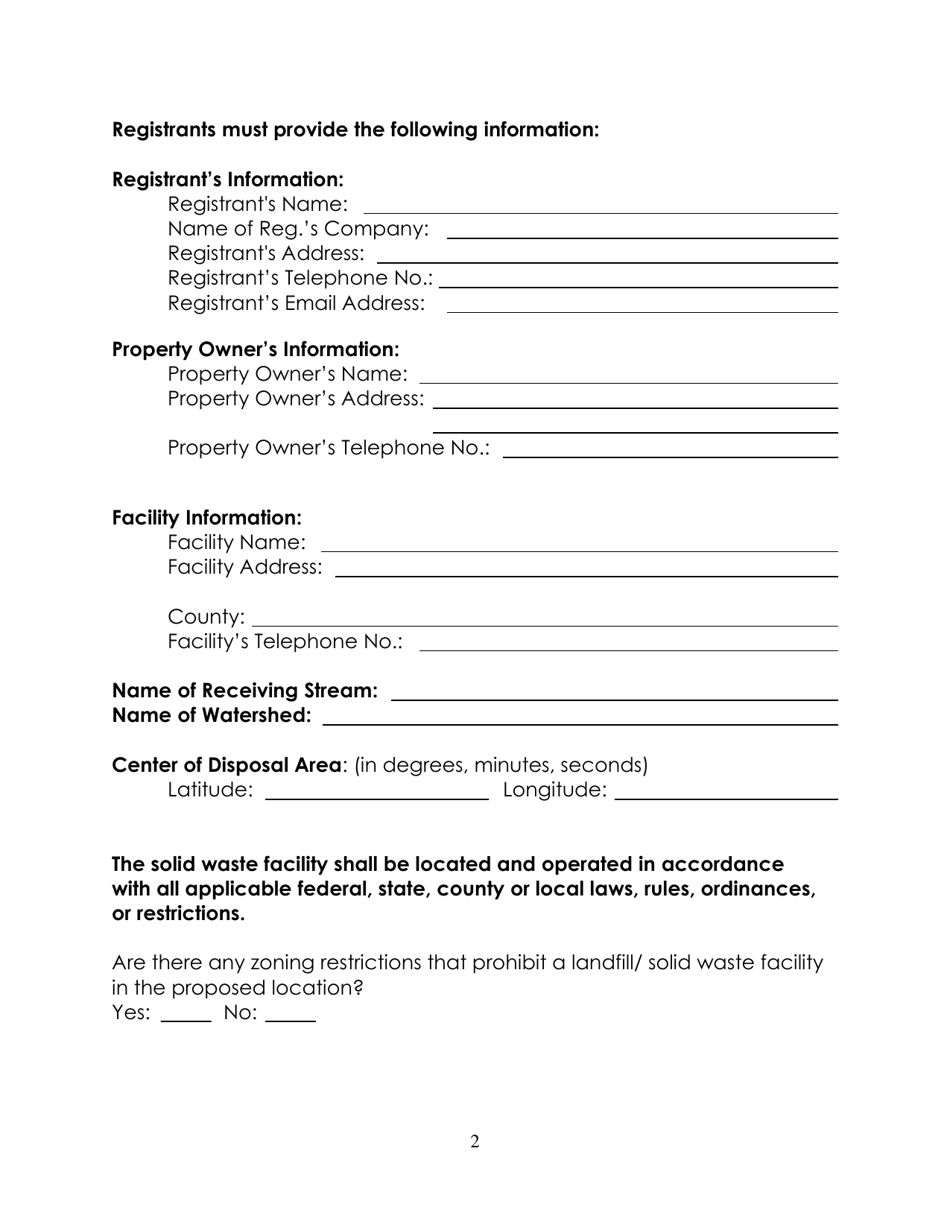 Groundwater Protection Plan for Noncommercial Construction / Demolition Solid Waste Facility - Class D General Perm - West Virginia, Page 2
