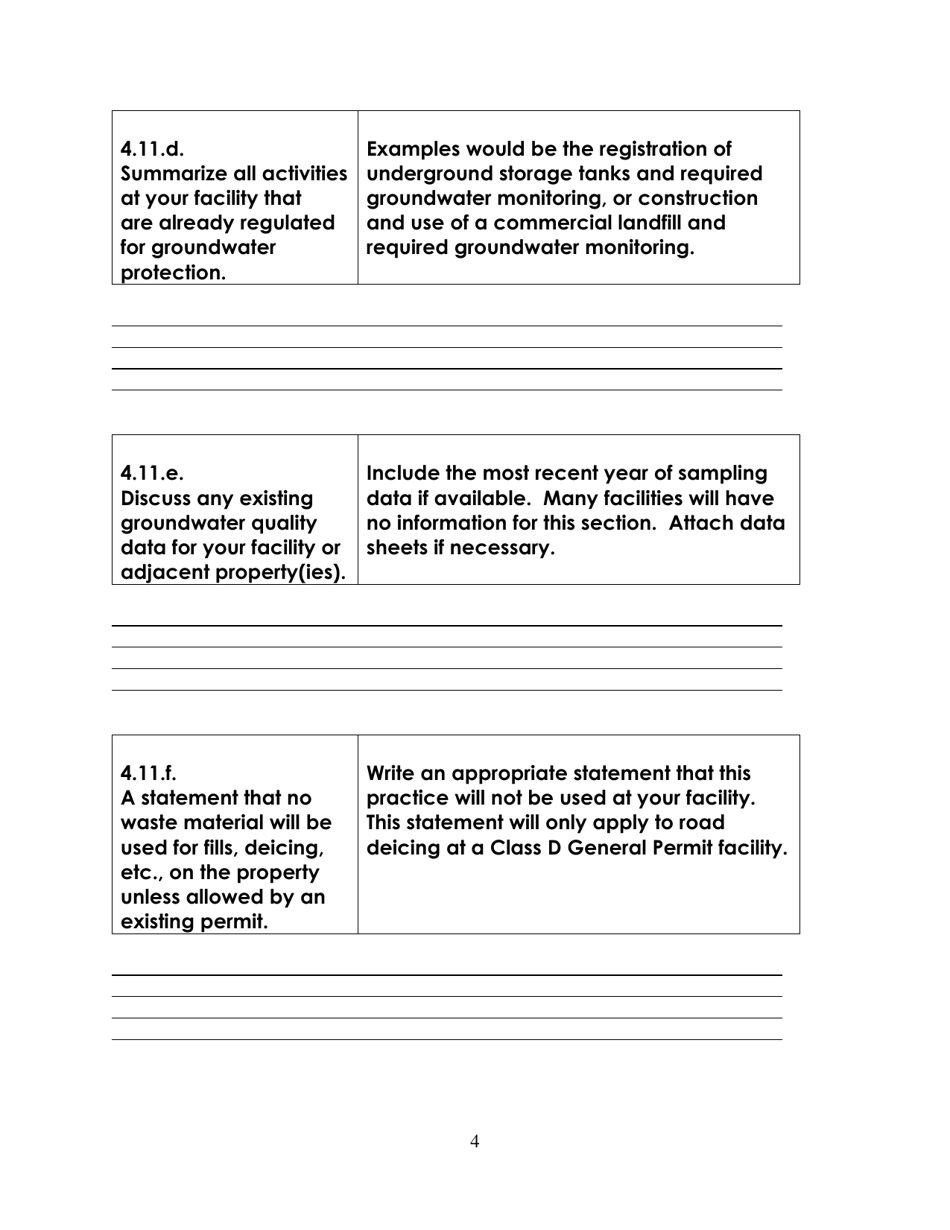 Groundwater Protection Plan for Noncommercial Construction / Demolition Solid Waste Facility - Class D General Perm - West Virginia, Page 4