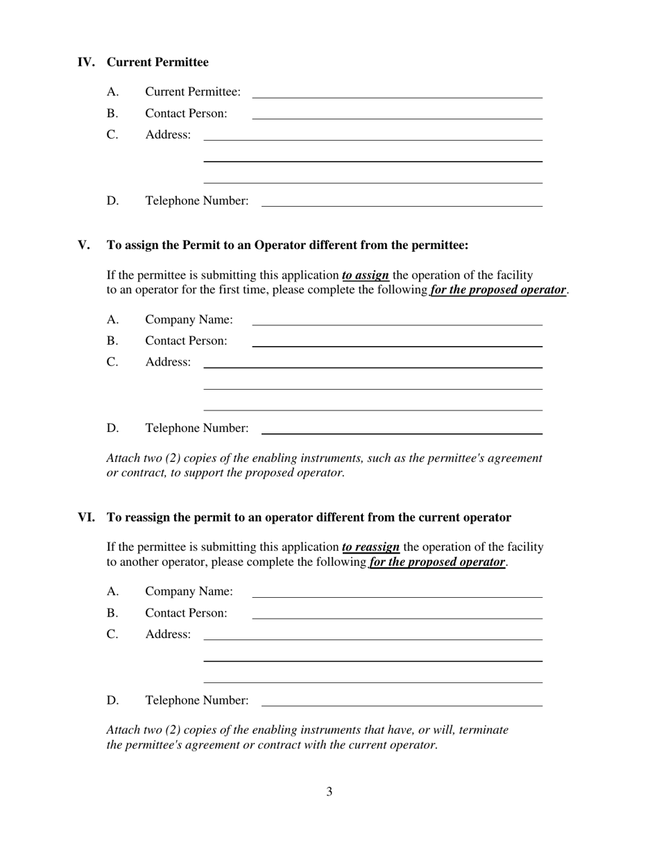West virginia application for operator assignment or reassignment