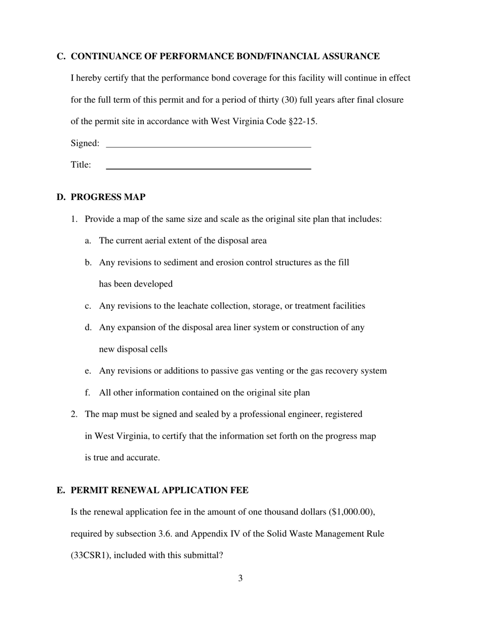 West Virginia Solid Waste Facility Permit Renewal Application - Fill ...